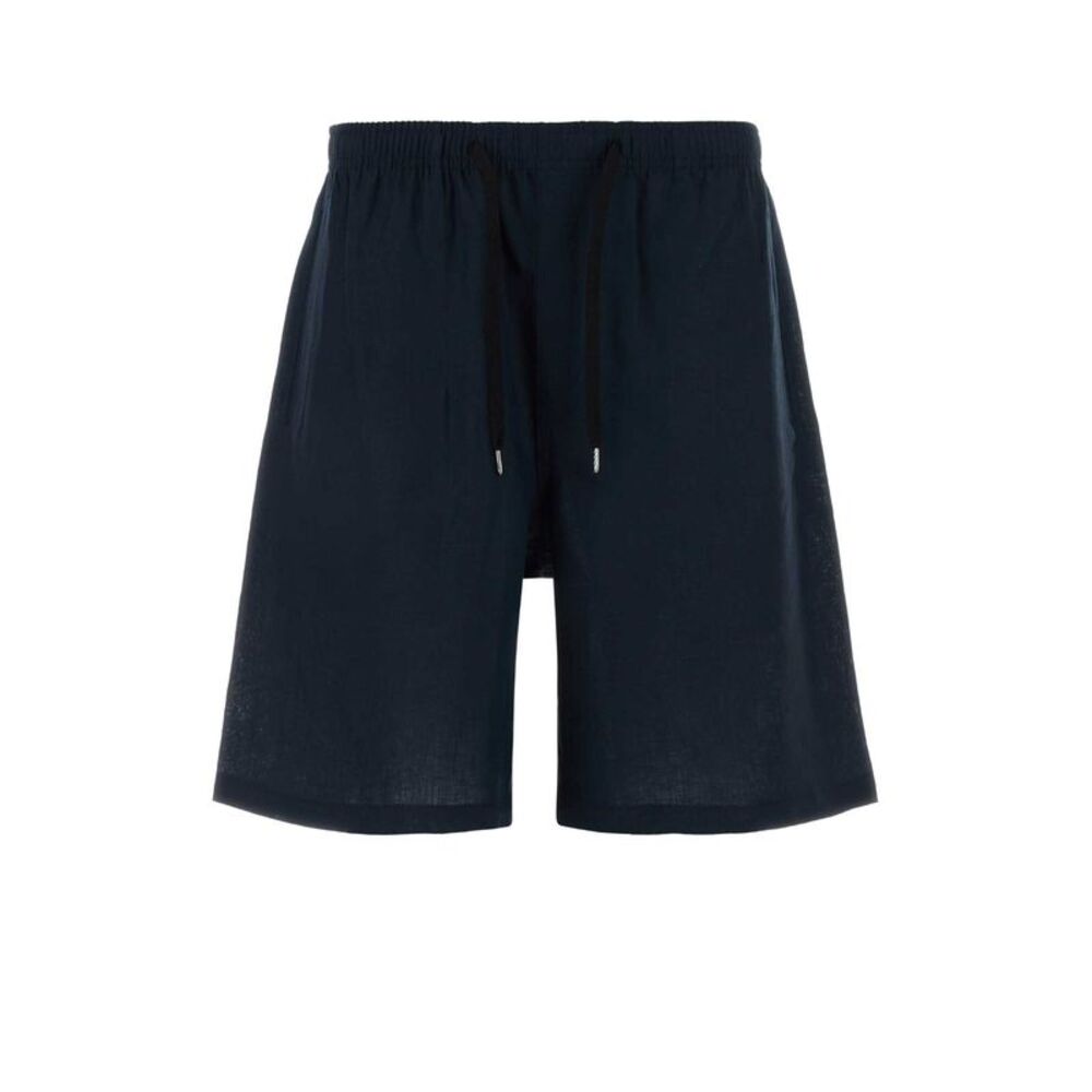 Cellar Door Men Navy Blue Linen Jago Bermuda Shorts